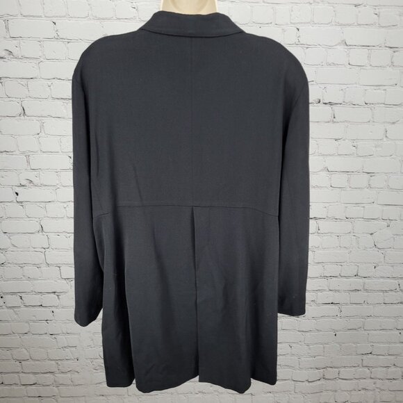 VTG J. Jill Black Wool Blend Stretch Lightweight Buttoned Lined Coat Size 18 - Picture 2 of 16